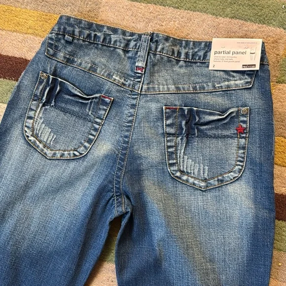 NWT Prevoir Womens Maternity partial panel wide legs Jeans Size 2 - Picture 9 of 16